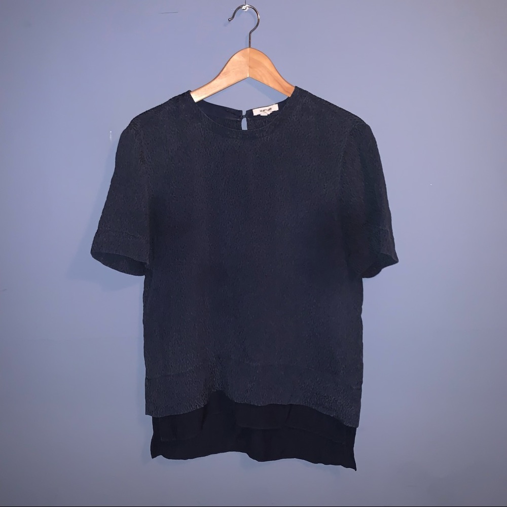 Helmut Lang Silk Crepe Layered Short Sleeve Size Small